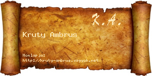 Kruty Ambrus névjegykártya